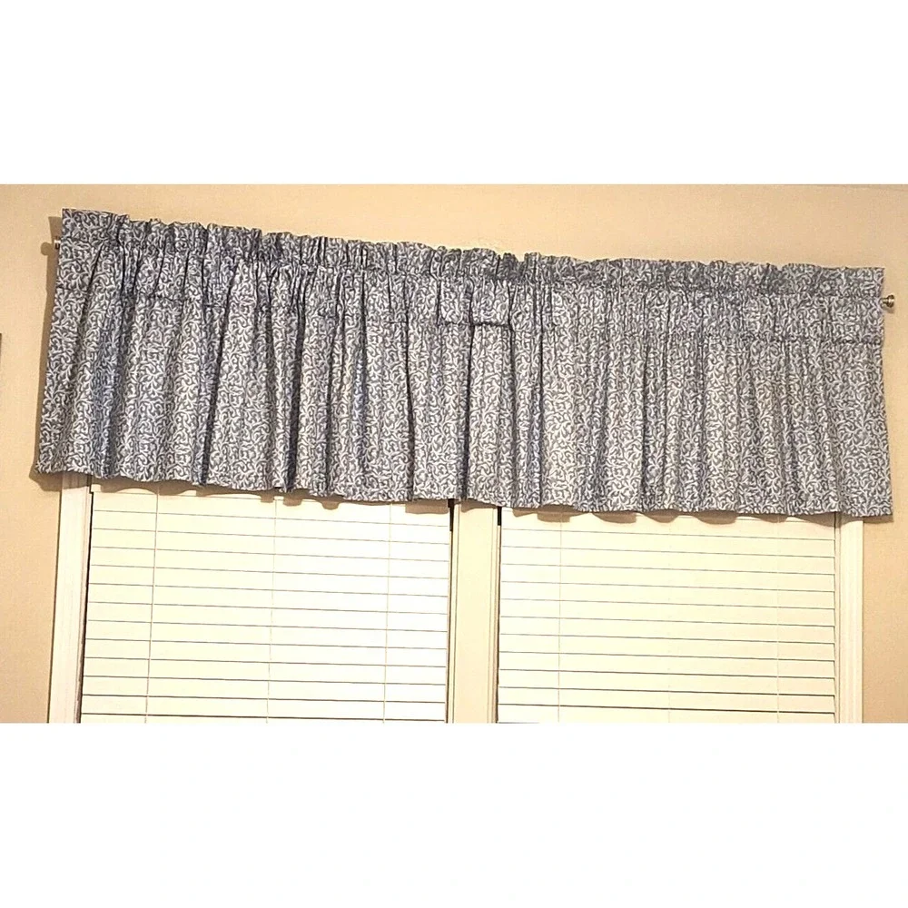 Vintage Waverly Blue and White Chintz Lined Custom Made Drapery Headers